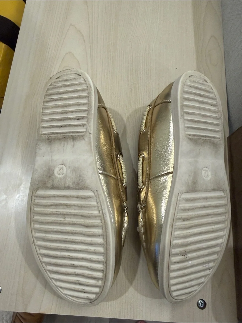 Cat and Jack Metallic Gold Kids Boat Shoes with Pastel Bead Accents